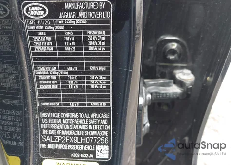 2020 Land Rover Range Rover Evoque Se from USA, damaged, VIN SALZP2FX9LH077256